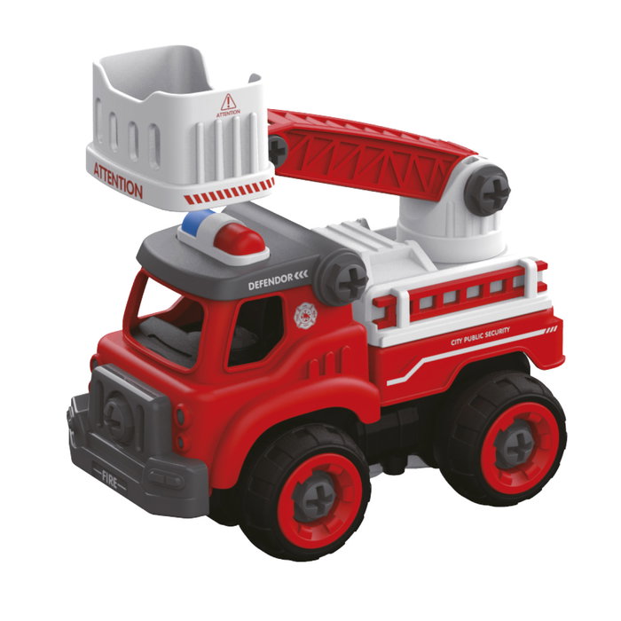 Tachan T01025 - Camion de Pompiers RC Constructible 33 Pièces, Véhicule à Monter avec Télécommande, Jouet Éducatif et de Construction pour Enfants à Partir de 3 Ans