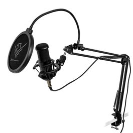 Phoenix Technologies StreamCast Pro - Microphone Gaming avec bras articulé, filtre pop, omnidirectionnel, jack et monture antichoc pour streaming et podcast