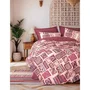 Parure de lit king - 1 housse de couette 240 x 220 cm + 2 taies d'oreiller 60 x 60 cm - 100% coton renforcé - Rouge bordeaux