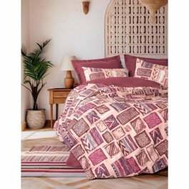 Parure de lit 1 housse de couette 220 x 240 cm + 2 taies d'oreiller 60 x 60 cm - Rouge bordeaux en coton renforcé