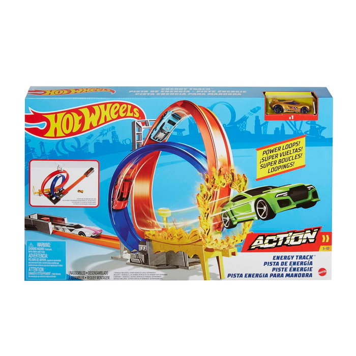 Hot Wheels Circuit Energy Track avec boucles et anneau de feu pour voitures jouets - Ensemble de piste et voiture - Référence Gnd92 Hot Wheels Circuit Energy Track avec boucles et anneau de feu pour voitures jouets - Ensemble de piste et voiture - Référence Gnd92