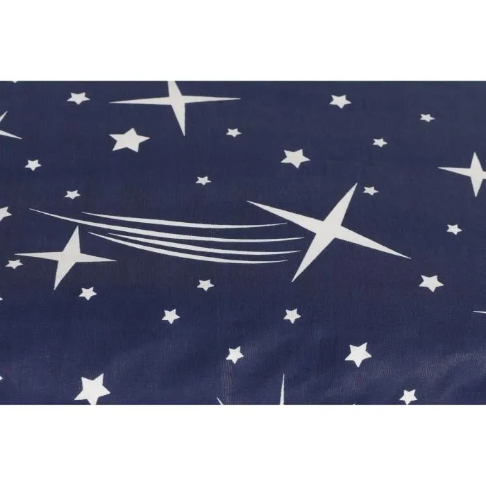 Parure de lit King - Housse de couette 220 x 240 cm + 2 taies d'oreiller 60 x 60 cm - 65% coton 35% polyester - Blanc et bleu foncé - 120 fils