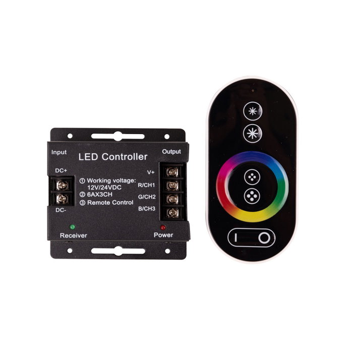 Contrôleur RF Bande RVB Télécommande Tactile Ronde 12-24VDC 216/432W Contrôleur RF Bande RVB Télécommande Tactile Ronde 12-24VDC 216/432W