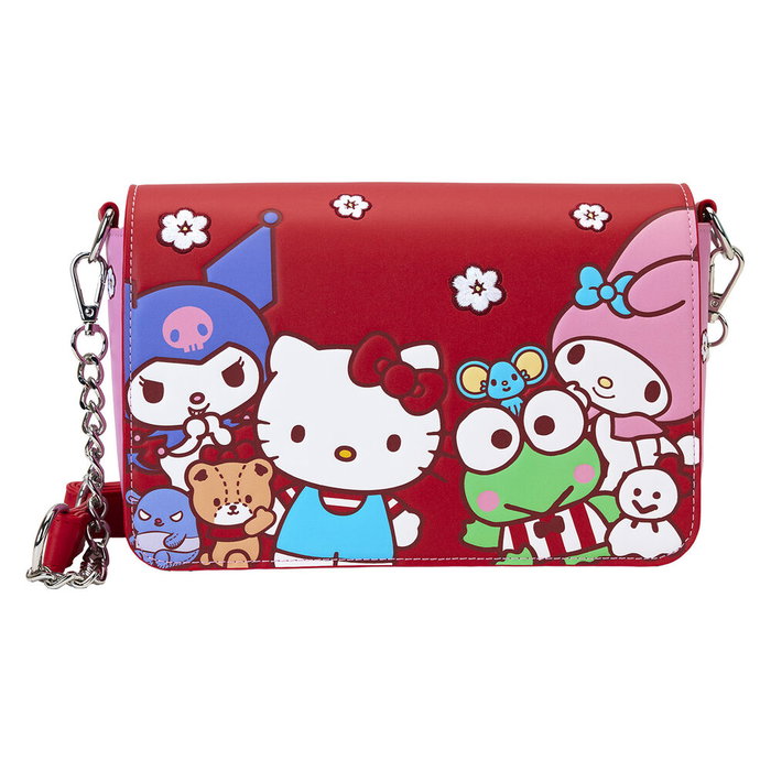 Loungefly Sac bandoulière Hello Kitty and Friends en cuir vegan - 24x6x16 cm, bretelles ajustables, détails brodés, doublure assortie