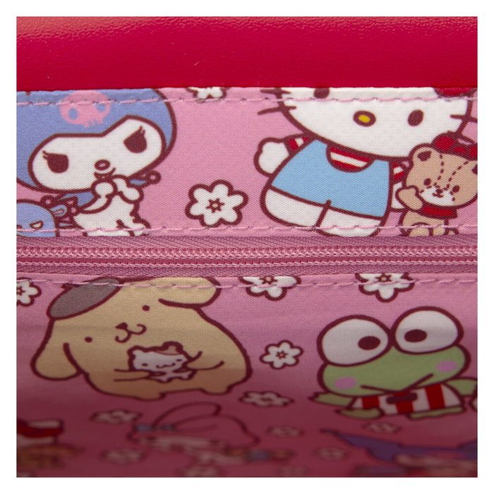 Loungefly Sac bandoulière Hello Kitty and Friends en cuir vegan - 24x6x16 cm, bretelles ajustables, détails brodés, doublure assortie