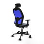 Piqueras y Crespo Chaise de Bureau Ergonomique avec Appui-tête 1D036N2 Gris et Bleu