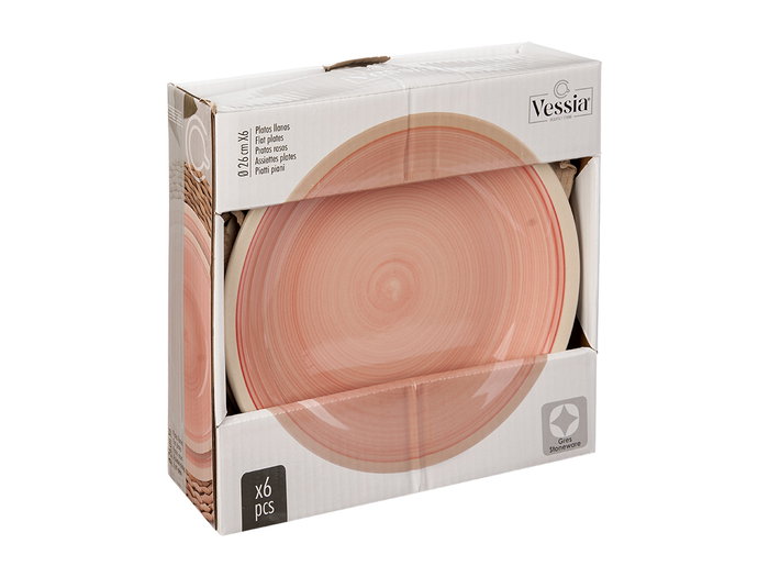 Vessia Assiette Plate Grande Gres Rose Bord 26.5 cm (Set de 24) Vessia Assiette Plate Grande Gres Rose Bord 26.5 cm (Set de 24)