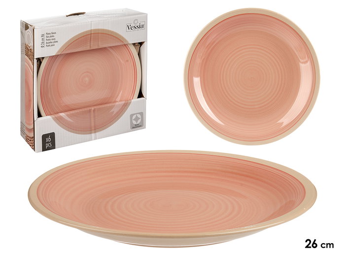 Vessia Assiette Plate Grande Gres Rose Bord 26.5 cm (Set de 24) Vessia Assiette Plate Grande Gres Rose Bord 26.5 cm (Set de 24)