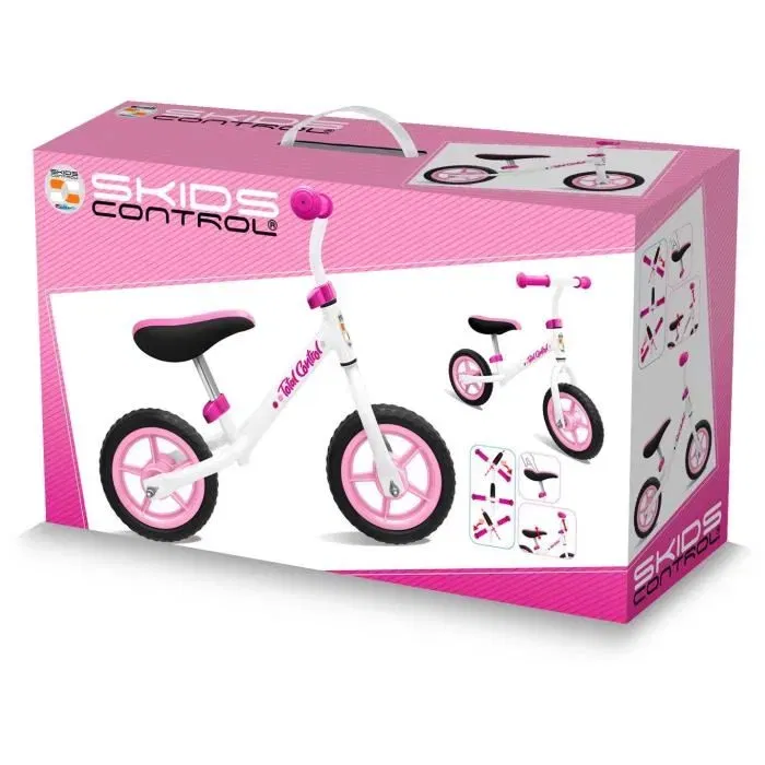 Stamp STAMP SKIDS CONTROL Draisienne 10'' Rose - Acier, Pneus Pleins EVA, Guidon et Selle Réglables - Apprentissage Équilibre Enfant 2 à 5 Ans