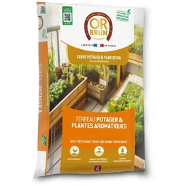 Or Brun Terreau Potager et Aromatiques OBRTARO6U 6 Litres - Croissance Rapide pour Tomates, Salades, Basilic - Rétention d'Eau avec Tourbe et Fibre de Coco