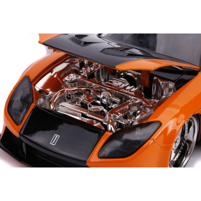 Jada Fast & Furious Mazda RX-7 1:24, Orange / Noir Jada Fast & Furious Mazda RX-7 1:24, Orange / Noir