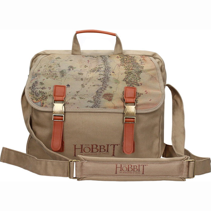SD TOYS Bolso bandolera Mapa du Hobbit - Sac bandoulière en toile canvas 33x30x5 cm - Licence Le Seigneur des Anneaux (The Lord of the Rings)