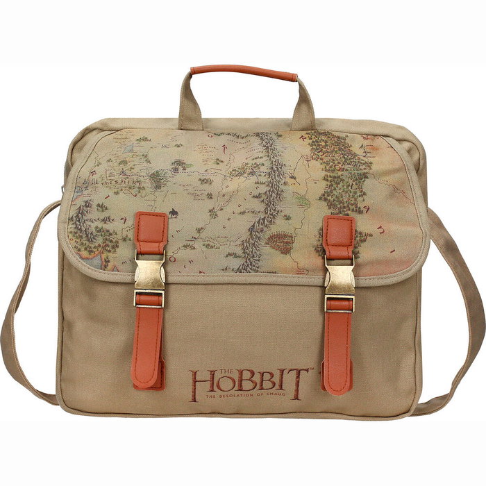 SD TOYS Bolso bandolera Mapa du Hobbit - Sac bandoulière en toile canvas 33x30x5 cm - Licence Le Seigneur des Anneaux (The Lord of the Rings)