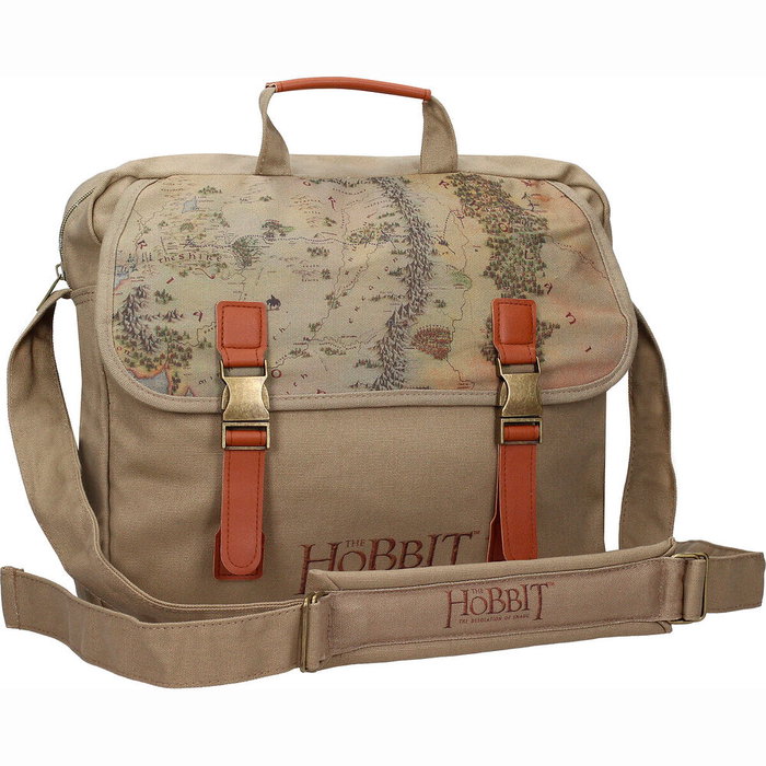SD TOYS Bolso bandolera Mapa du Hobbit - Sac bandoulière en toile canvas 33x30x5 cm - Licence Le Seigneur des Anneaux (The Lord of the Rings)