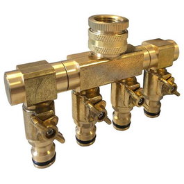 Riegolux Adaptateur de robinet en laiton 4 sorties 3/4 avec clé