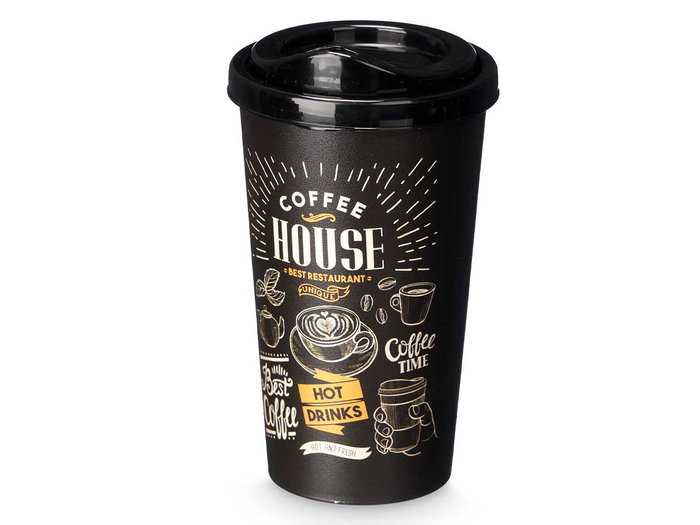 Leknes Verre en Plastique Noir avec Couvercle 650 ml 9,5x17x9,5 cm (Set de 24)