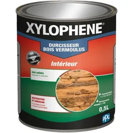 Xylophene Durcisseur pour bois vermoulu, 0,5 L - Traitement restructurant, consolidation des fibres, stoppe l'effritement - Pour meubles, objets et parquets