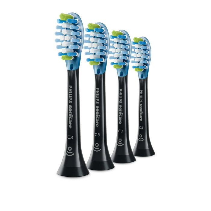 Philips Brosses à dents clipsables C34B HX9044/33, Pack de 4, Noir