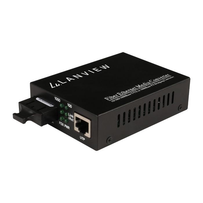 Lanview Convertisseur Media 1-Port SFP SC vers Ethernet RJ45 Gigabit 10/100/1000Base-T 802.3x, Transmission jusqu'à 80km Lanview Convertisseur Media 1-Port SFP SC vers Ethernet RJ45 Gigabit 10/100/1000Base-T 802.3x, Transmission jusqu'à 80km