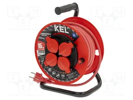 KEL Rallonge réseau H05RR-F 3G1,5mm² 15m rouge à tambour