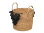 Giftdecor Macetero Mimbre Macramé Pompon Noir Grand 32x36x32 cm (Set de 6)