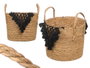 Giftdecor Macetero Mimbre Macramé Pompon Noir Grand 32x36x32 cm (Set de 6)