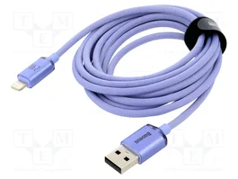 BASEUS Câble USB 2.0 de 2m, USB A vers Apple Lightning, Violet