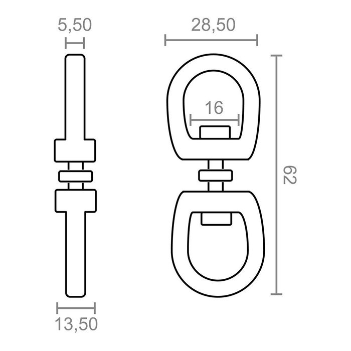 Edm Anille giratoire modèle AP12, acier nickelé, 16 mm, 2 unités
