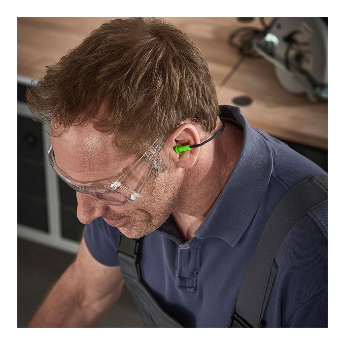 Wolfcraft 4962000 Bouchons d'oreilles réutilisables avec cordon et étui CE, atténuation 33 dB, protection auditive EPI Wolfcraft 4962000 Bouchons d'oreilles réutilisables avec cordon et étui CE, atténuation 33 dB, protection auditive EPI