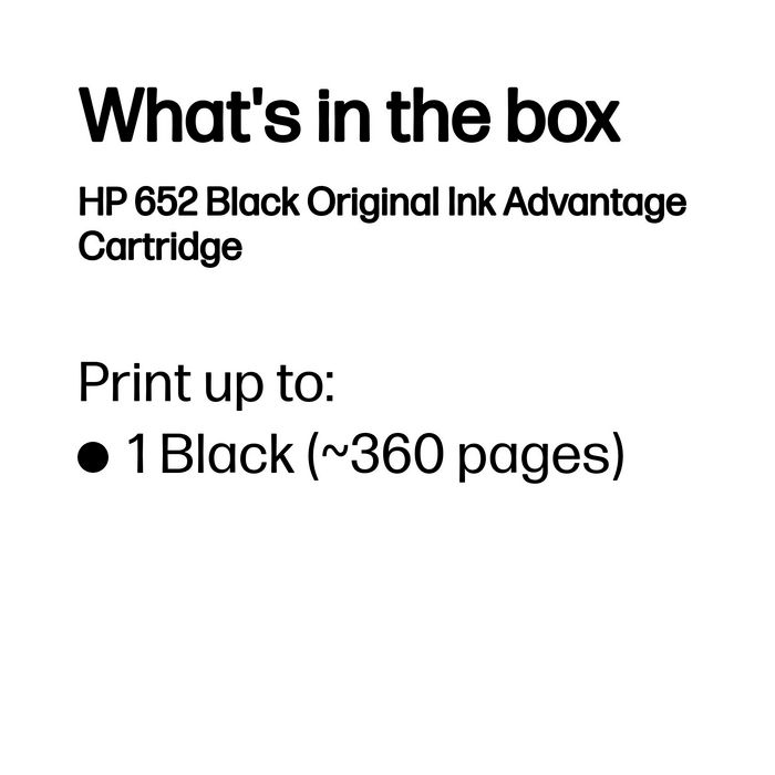 HP Cartouche d'encre originale Advantage 652 Noir - Haute qualité, pour impressions quotidiennes et photos HP Cartouche d'encre originale Advantage 652 Noir - Haute qualité, pour impressions quotidiennes et photos