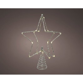 Lumineo Étoile 3D pour sapin de Noël, argent, 20 LED, métal, intérieur, 20 x 5,5 x 25,5 cm