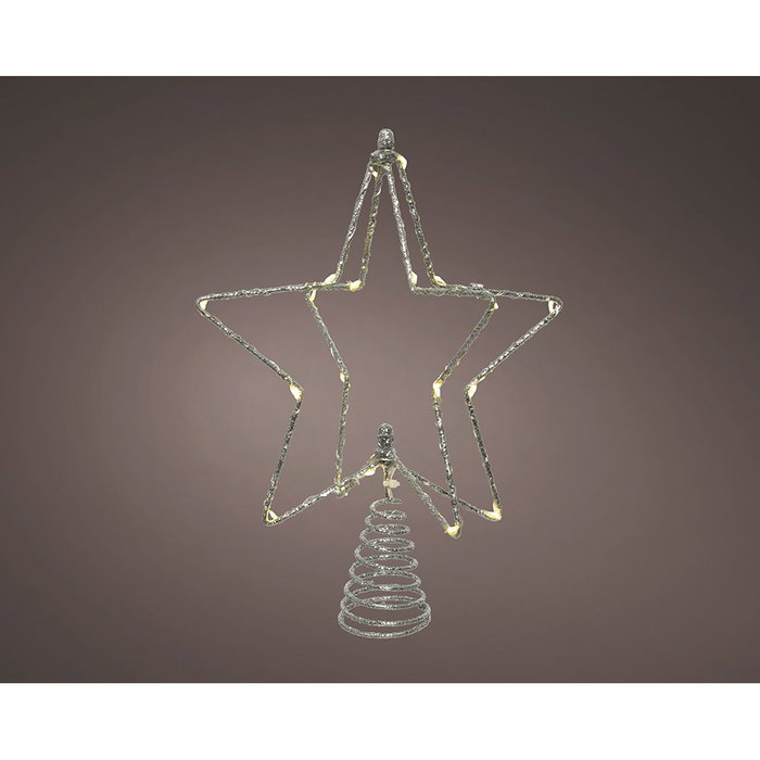 Lumineo Étoile 3D pour sapin de Noël, argent, 20 LED, métal, intérieur, 20 x 5,5 x 25,5 cm Lumineo Étoile 3D pour sapin de Noël, argent, 20 LED, métal, intérieur, 20 x 5,5 x 25,5 cm