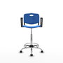 Tabouret Taburete Robledo Pivotant Chlorure de polyvinyle Bleu Structure chromée Accoudoirs fixes Sans appui-tête Roulettes pour moquette