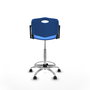 Tabouret Taburete Robledo Pivotant Chlorure de polyvinyle Bleu Structure chromée Accoudoirs fixes Sans appui-tête Roulettes pour moquette