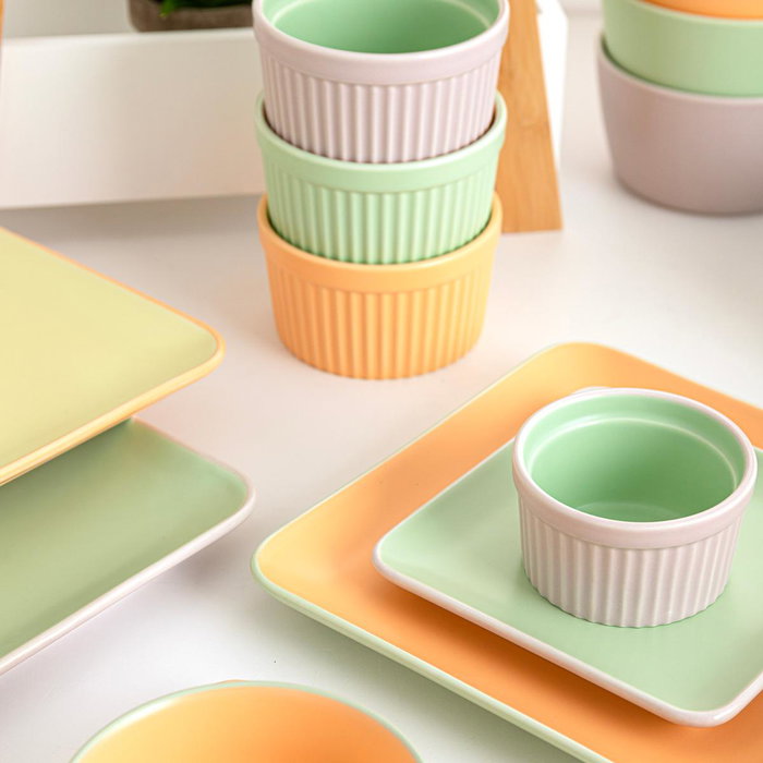 Quid Vitamina Plateau Carré en Porcelaine Bicolore 21x21 cm (24 Unités)
