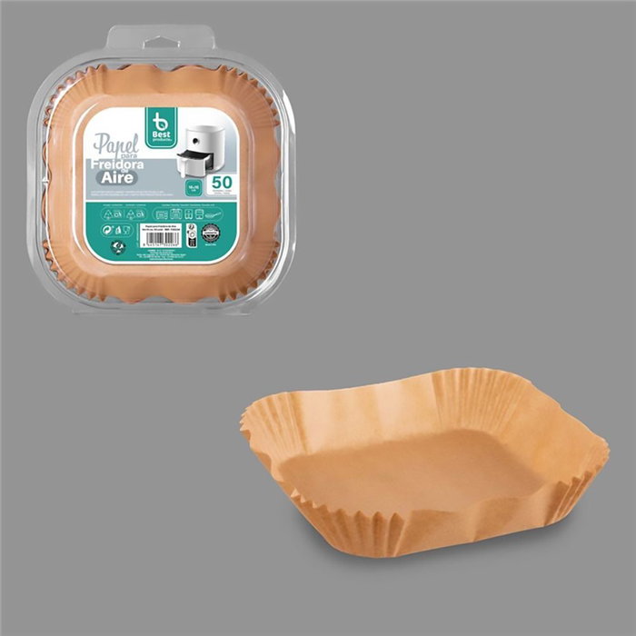 Best Products 730226 Papier carré pour friteuse à air 16 x 16 x 4,5 cm 50 unités