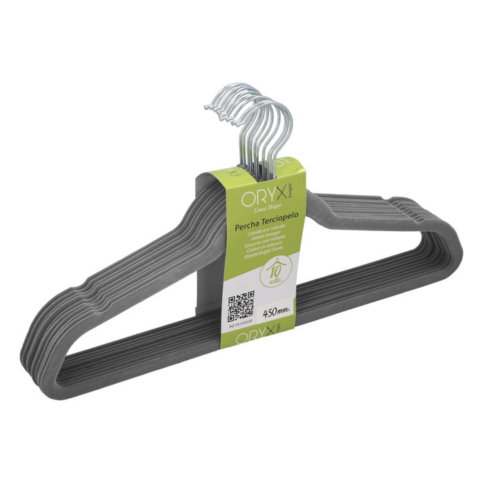 ORYX Percha Oryx Terciopelo 445 mm (Pack 10p)