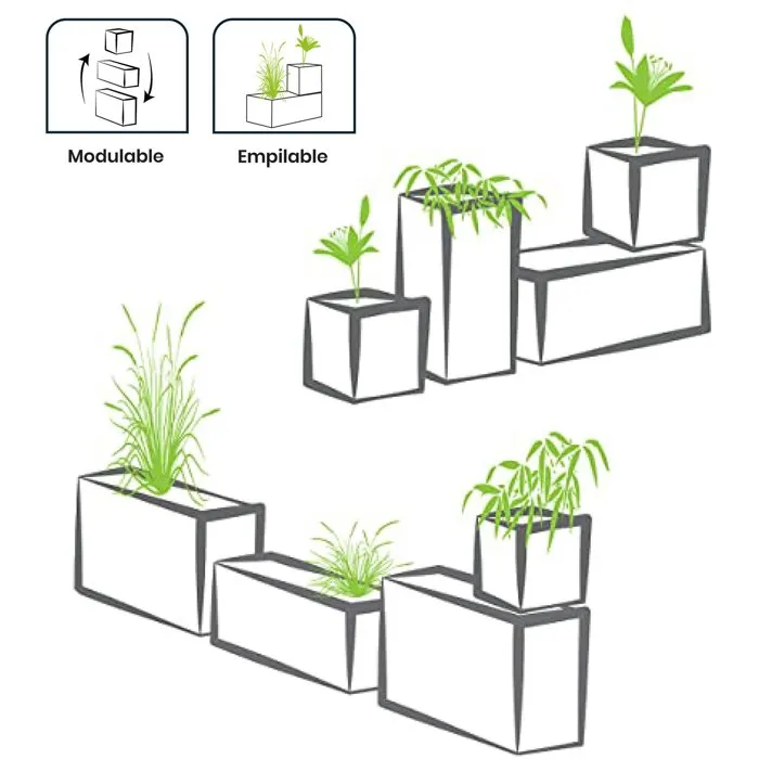 EDA Bac à plantes Graphit - 98 litres - 99.5 x 39 x 43 cm - Blanc Cérusé - Pour terrasse, patio ou jardin EDA Bac à plantes Graphit - 98 litres - 99.5 x 39 x 43 cm - Blanc Cérusé - Pour terrasse, patio ou jardin