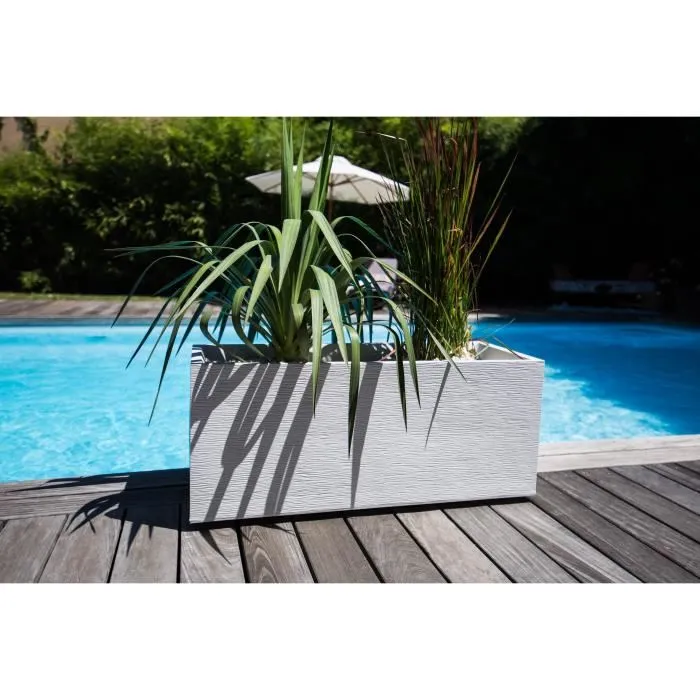 EDA Bac à plantes Graphit - 98 litres - 99.5 x 39 x 43 cm - Blanc Cérusé - Pour terrasse, patio ou jardin EDA Bac à plantes Graphit - 98 litres - 99.5 x 39 x 43 cm - Blanc Cérusé - Pour terrasse, patio ou jardin