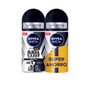 Nivea Déodorant roll-on invisible noir et blanc pour hommes, lot de 2 x 50 ml