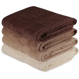 Ensemble de 4 serviettes de bain 70 x 140 cm - Crème