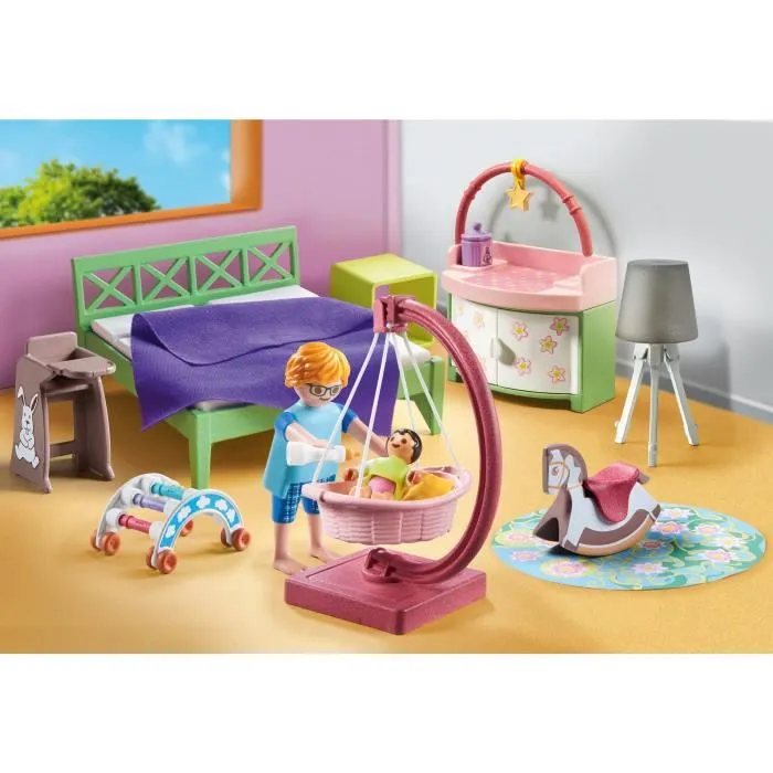 PLAYMOBIL 71609 - Maison d'architecte My Life : Chambre de parents avec berceau suspendu, 50 pièces, Jouet à partir de 4 ans