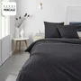 Today Parrure de lit Prestige - 2 personnes - 220 x 240 cm - Percale 100% coton avec finition dentelle - Couleur Fusain