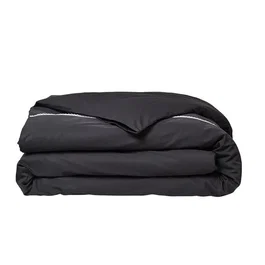 Today Parrure de lit Prestige - 2 personnes - 220 x 240 cm - Percale 100% coton avec finition dentelle - Couleur Fusain