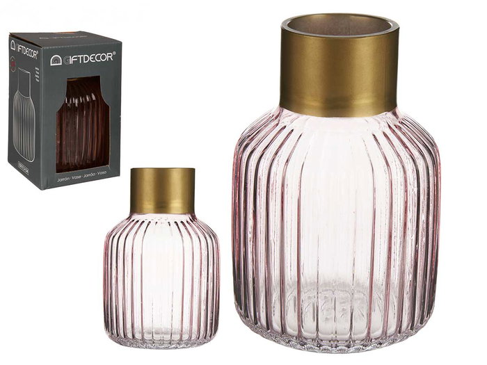 GIFTDECOR JARRON CRISTAL RAYAS ORO PEQUEÑO ROSA GIFTDECOR JARRON CRISTAL RAYAS ORO PEQUEÑO ROSA
