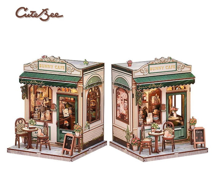 Figurine Model Kit Miniature House Sunny Cafe 20 x 16 cm