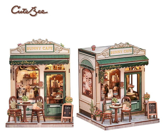 Figurine Model Kit Miniature House Sunny Cafe 20 x 16 cm