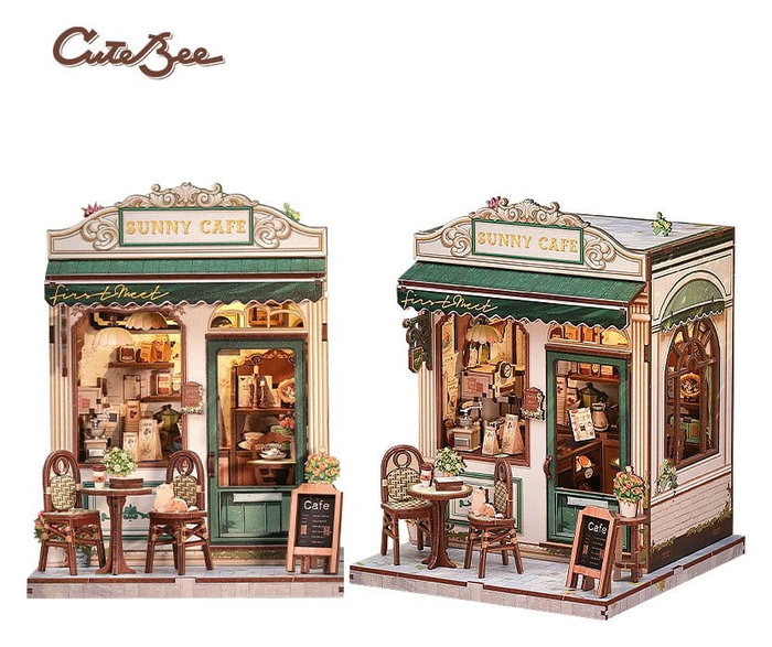 Figurine Model Kit Miniature House Sunny Cafe 20 x 16 cm