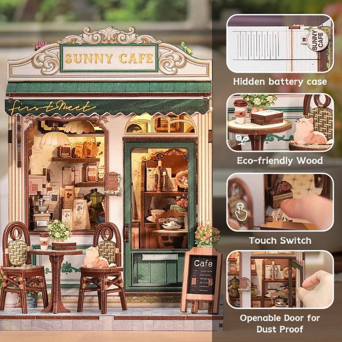 Figurine Model Kit Miniature House Sunny Cafe 20 x 16 cm