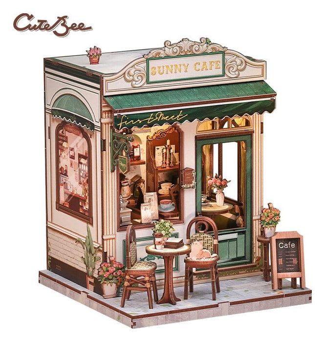 Figurine Model Kit Miniature House Sunny Cafe 20 x 16 cm